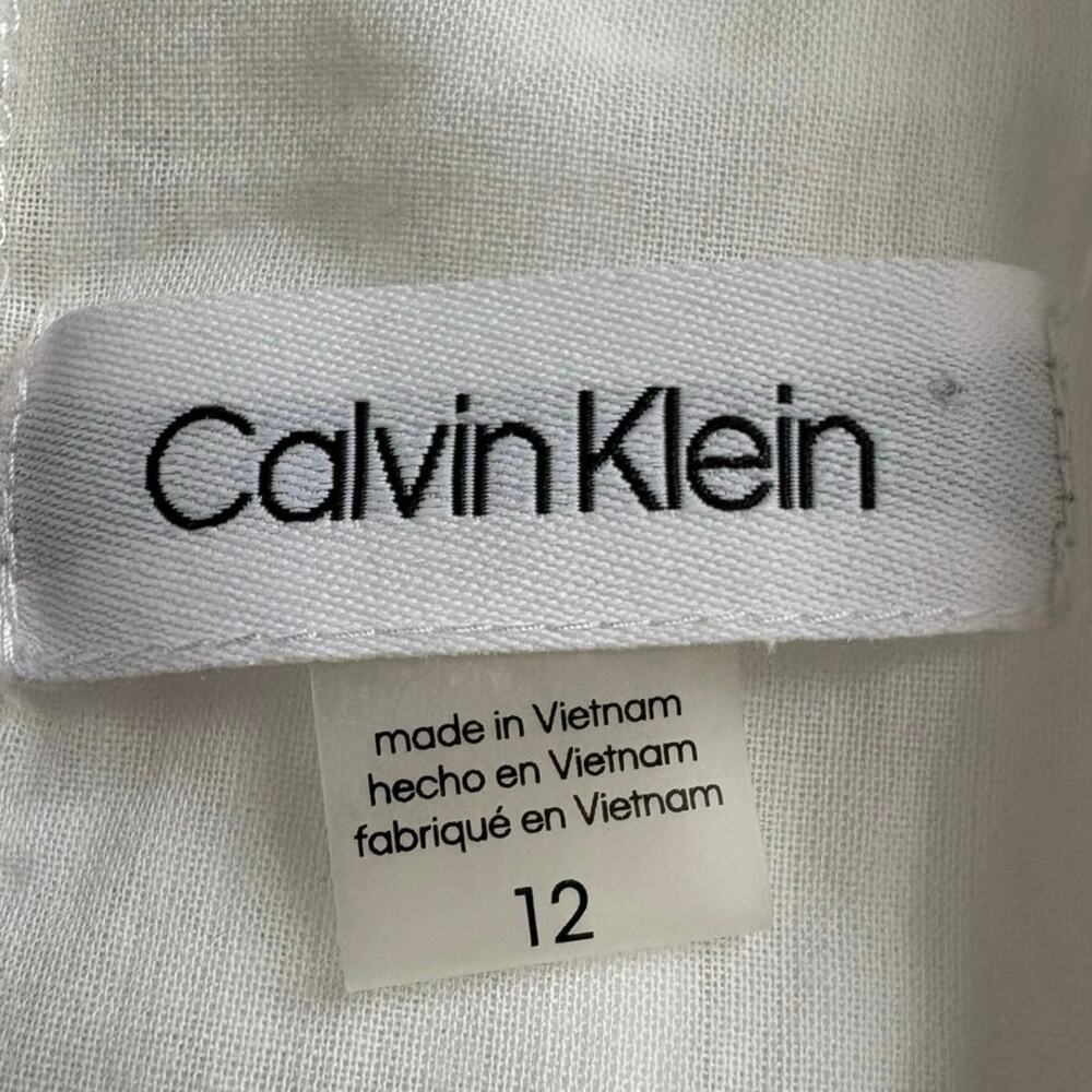 Calvin Klein White Cotton Gauze Halter Midi Dress Belted Women’s 12 Cottagecore - Picture 7 of 8